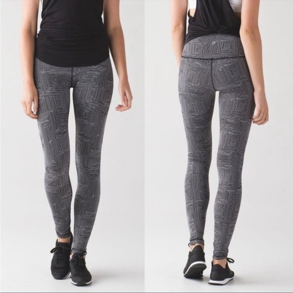 Lululemon Wunder Under Pant (Hi-rise) Maze Jacquard White Black - Picture 1 of 7